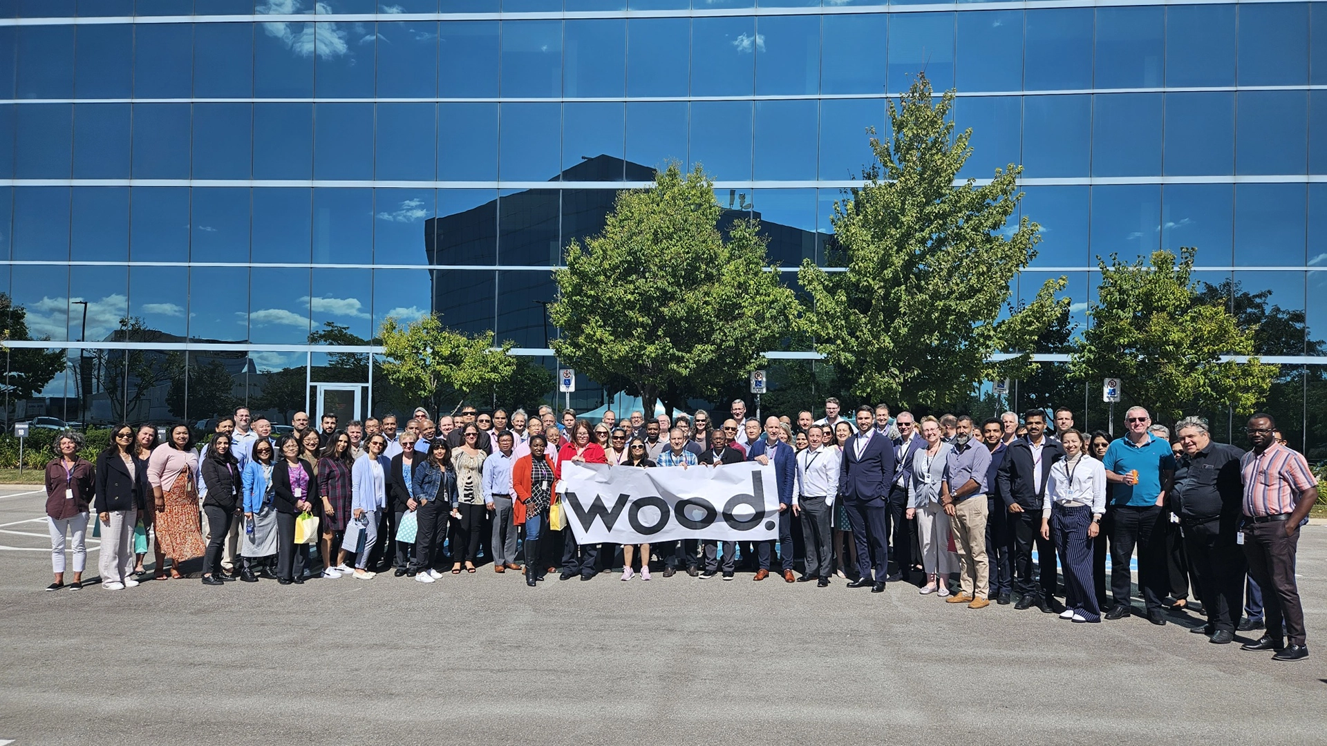 A number of Wood employees enjoying some teambuilding in a natural surrounding