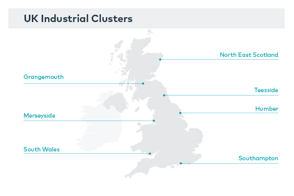 Map of industrial clusters in the uk