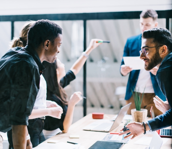 People talking around a table
