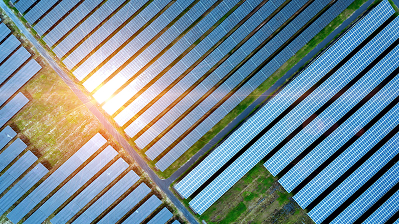 Drone image of solar panels