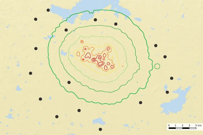 Illustrative example of noise contour map