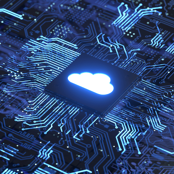 Digital chip with a cloud icon on it